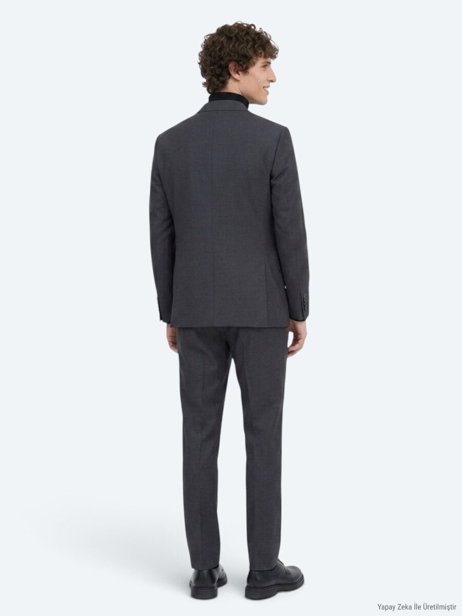Grey Modern Fit Wool Blended Suit - 5