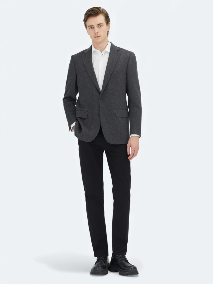 Grey Patterned 100% Cashmire Jacket - KİP