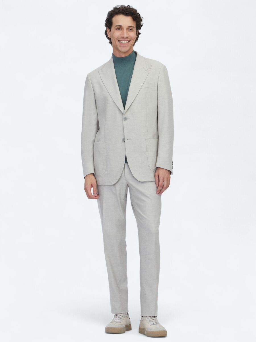 Grey Patterned Comfort Fit Suit - 2