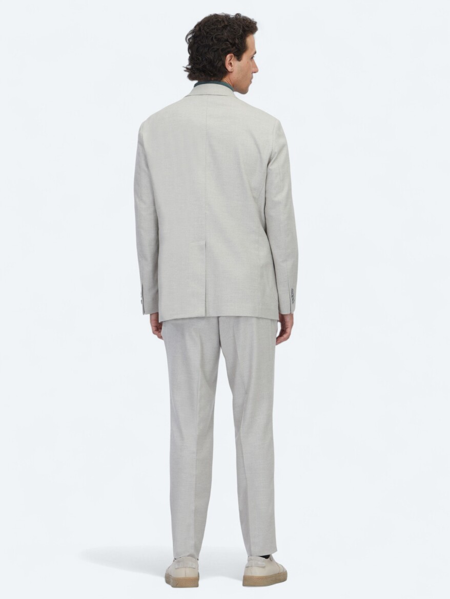 Grey Patterned Comfort Fit Suit - 5