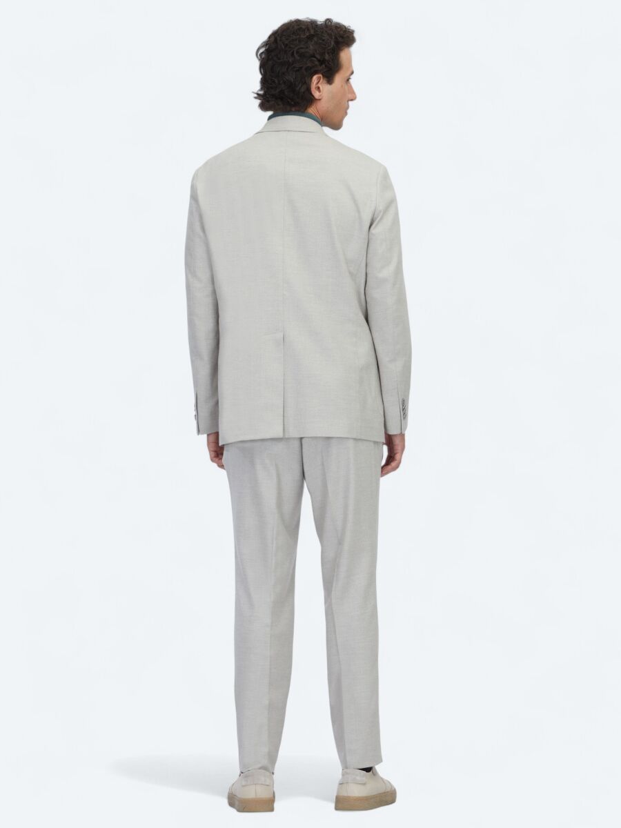 Grey Patterned Comfort Fit Suit - 5