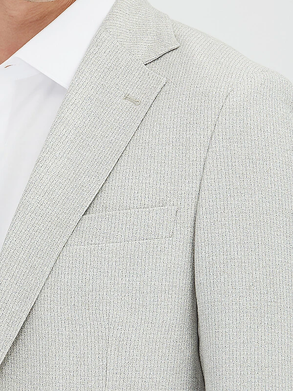 Grey Patterned Modern Fit Linen Blended Jacket - 4