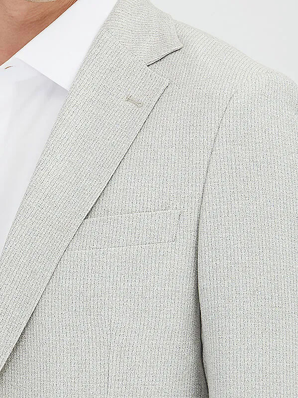 Grey Patterned Modern Fit Linen Blended Jacket - 4
