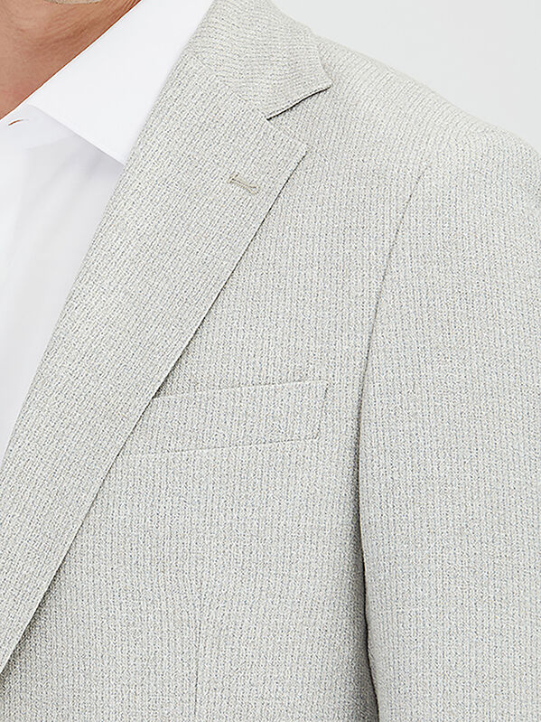 Grey Patterned Modern Fit Linen Blended Jacket - 4
