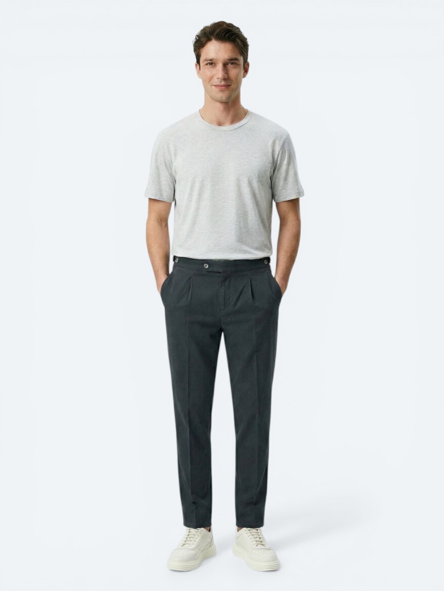 Grey Plain Cotton Blended T-Shirt - 3