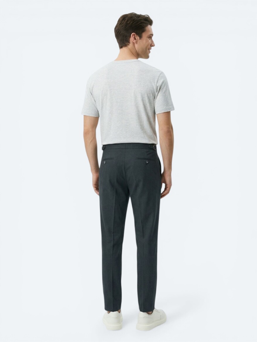 Grey Plain Cotton Blended T-Shirt - 5