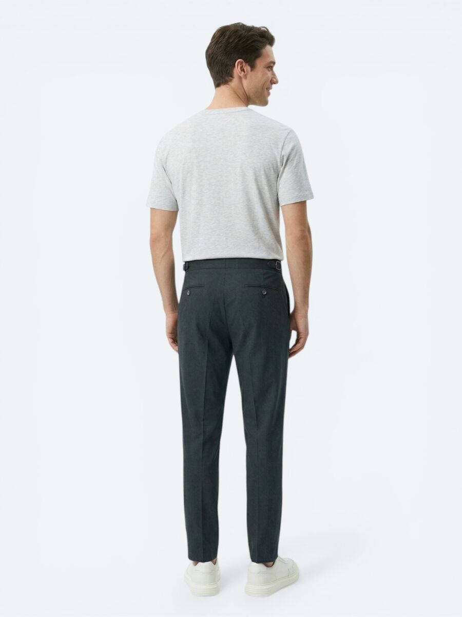 Grey Plain Cotton Blended T-Shirt - 5