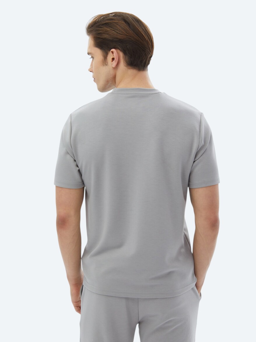 Grey Plain Crew Neck T-Shirt - 7