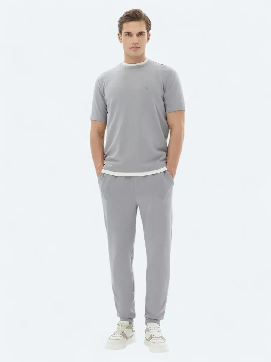 Grey Plain Crew Neck T-Shirt - 2