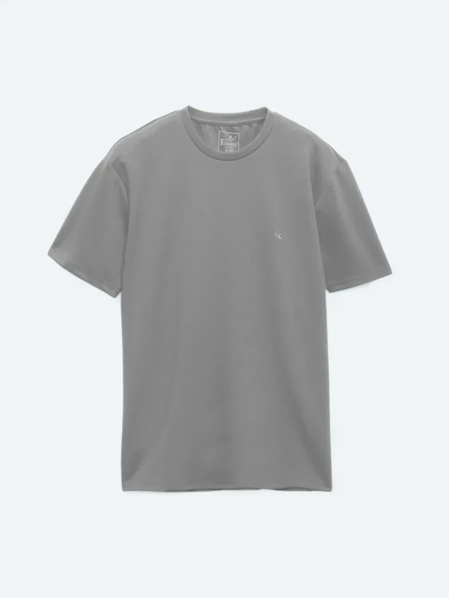 Grey Plain Crew Neck T-Shirt - 6