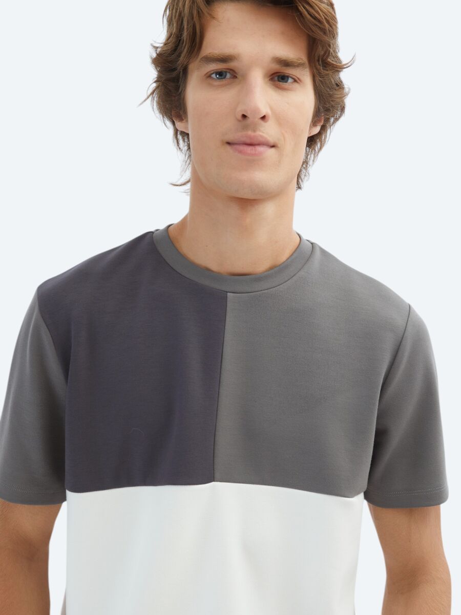 Grey Plain Crew Neck T-Shirt - 4