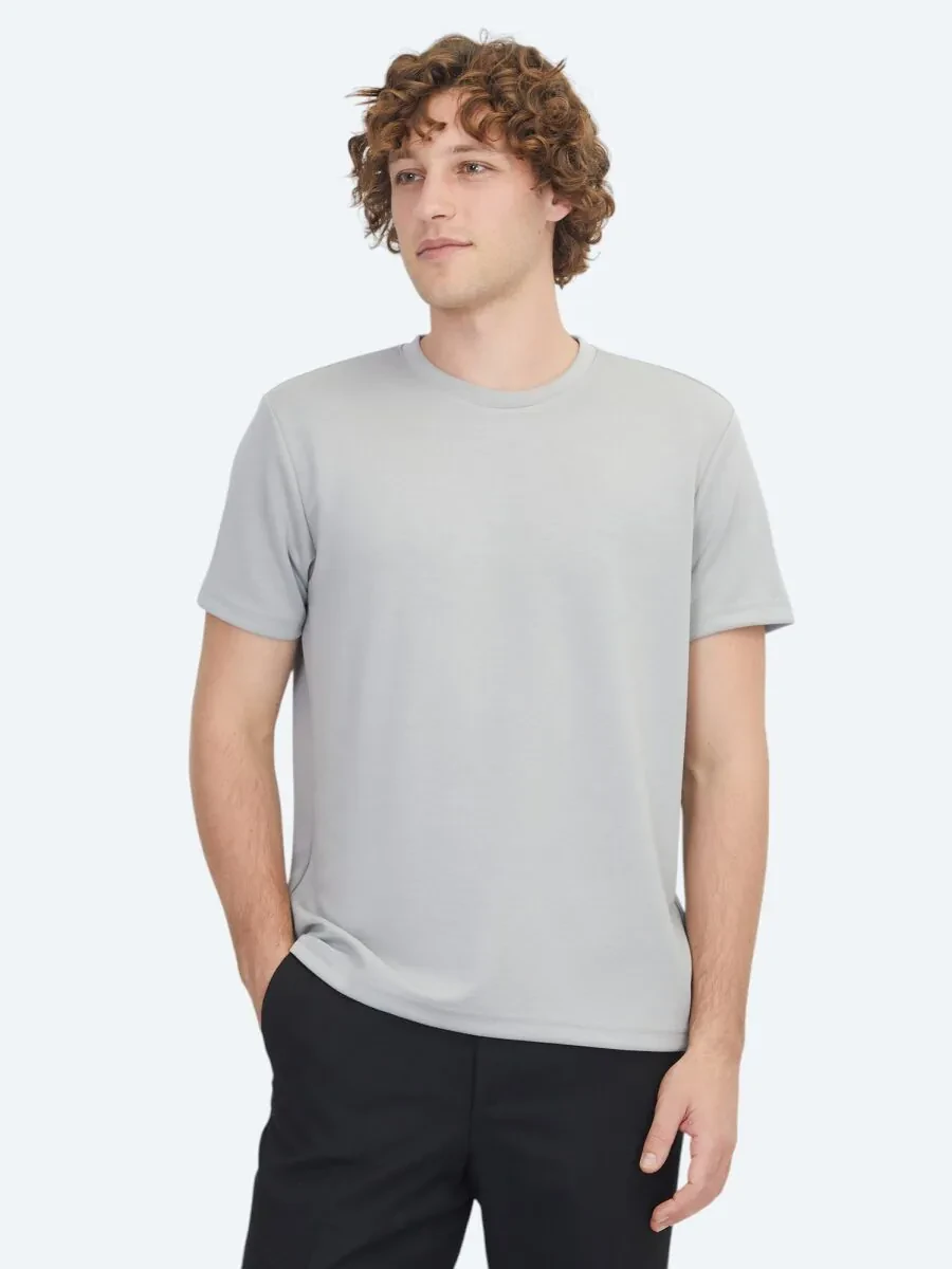 Grey Plain Crew Neck T-Shirt - 1