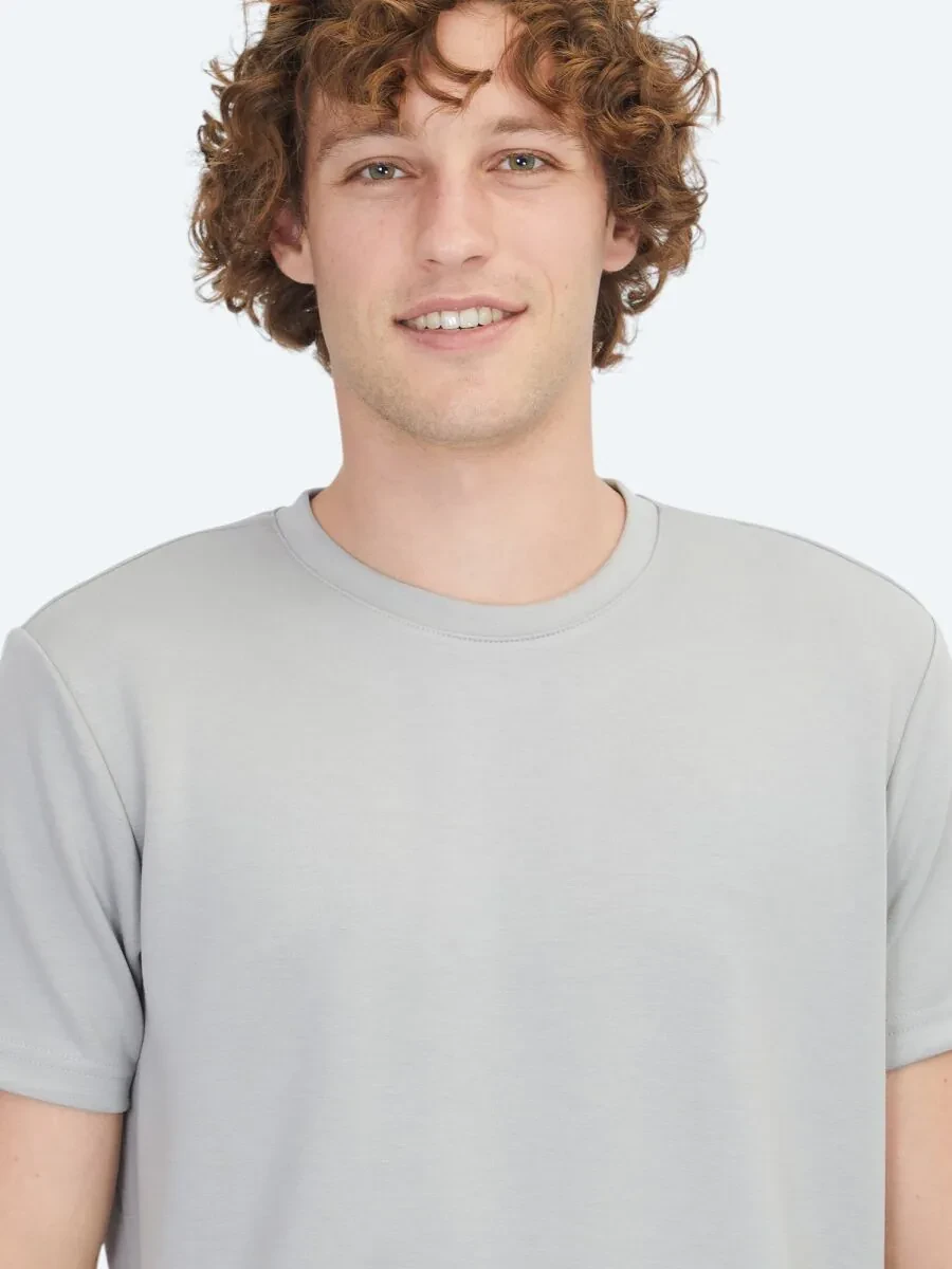 Grey Plain Crew Neck T-Shirt - 3