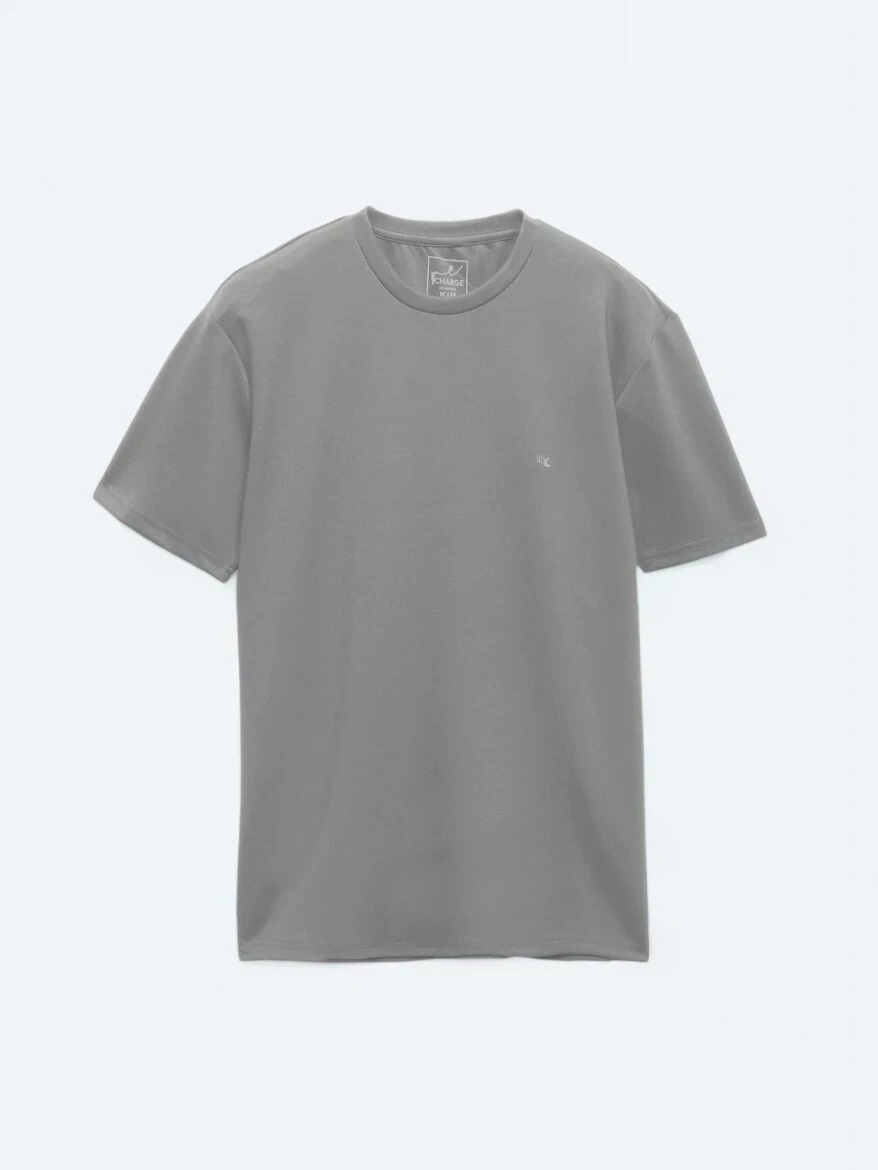 Grey Plain Crew Neck T-Shirt - 6