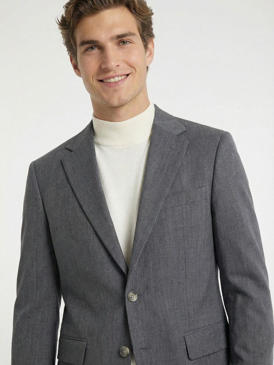 Grey Plain Modern Fit 100% Wool Suit - 2