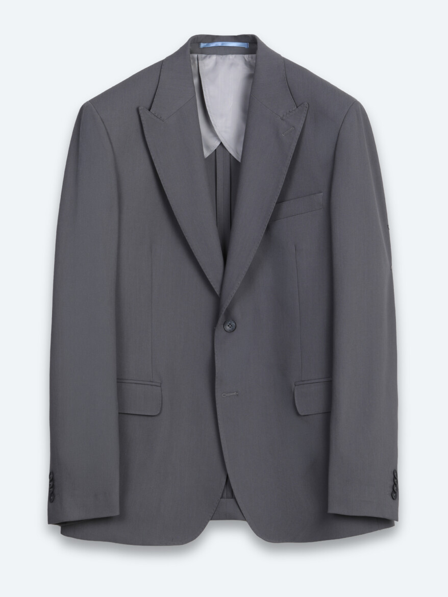 Grey Plain Modern Fit Suit - 6