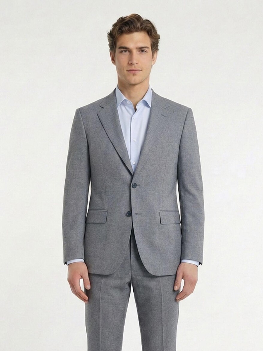 Grey Plain Modern Fit Suit - 1