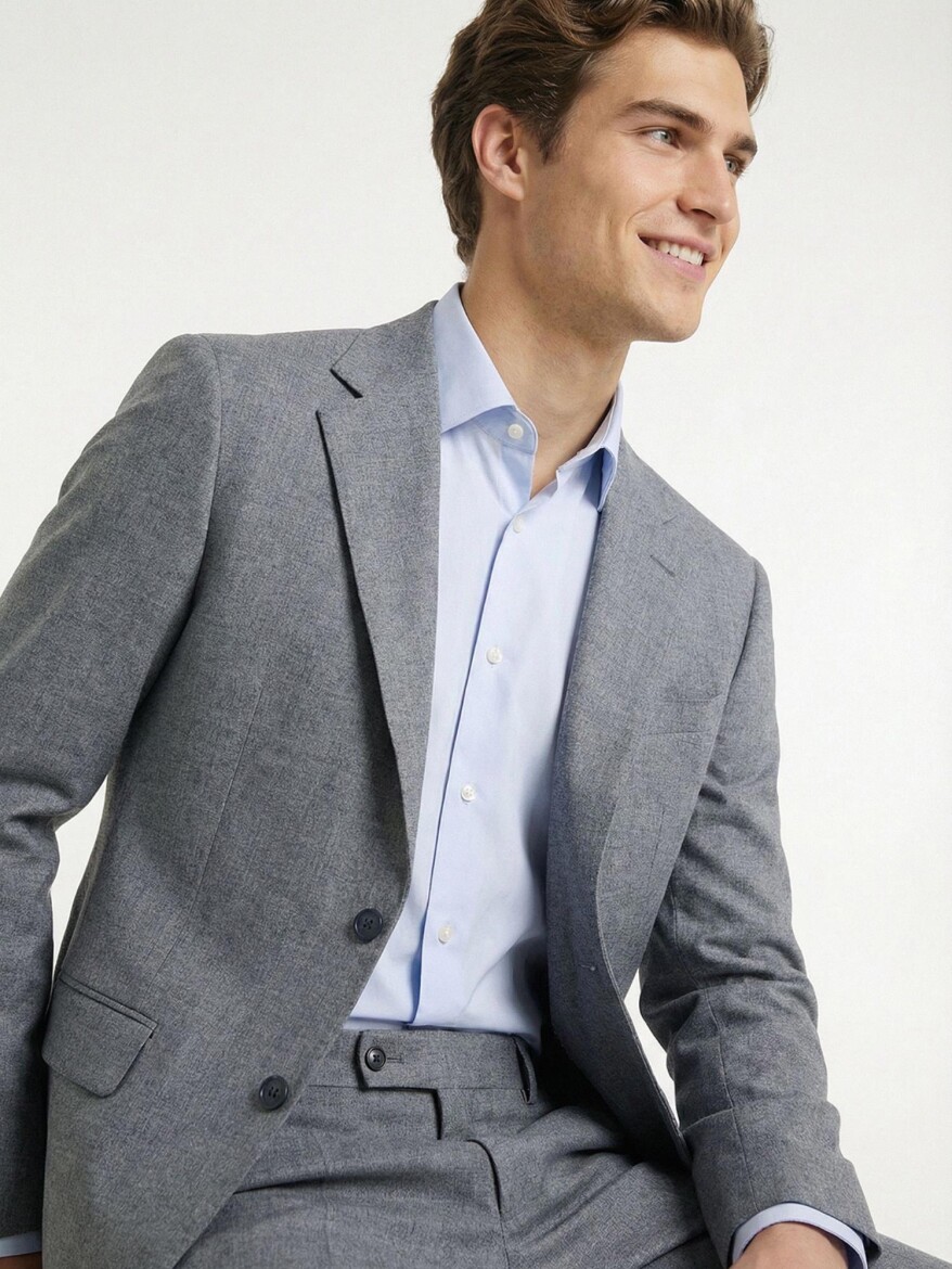 Grey Plain Modern Fit Suit - 3