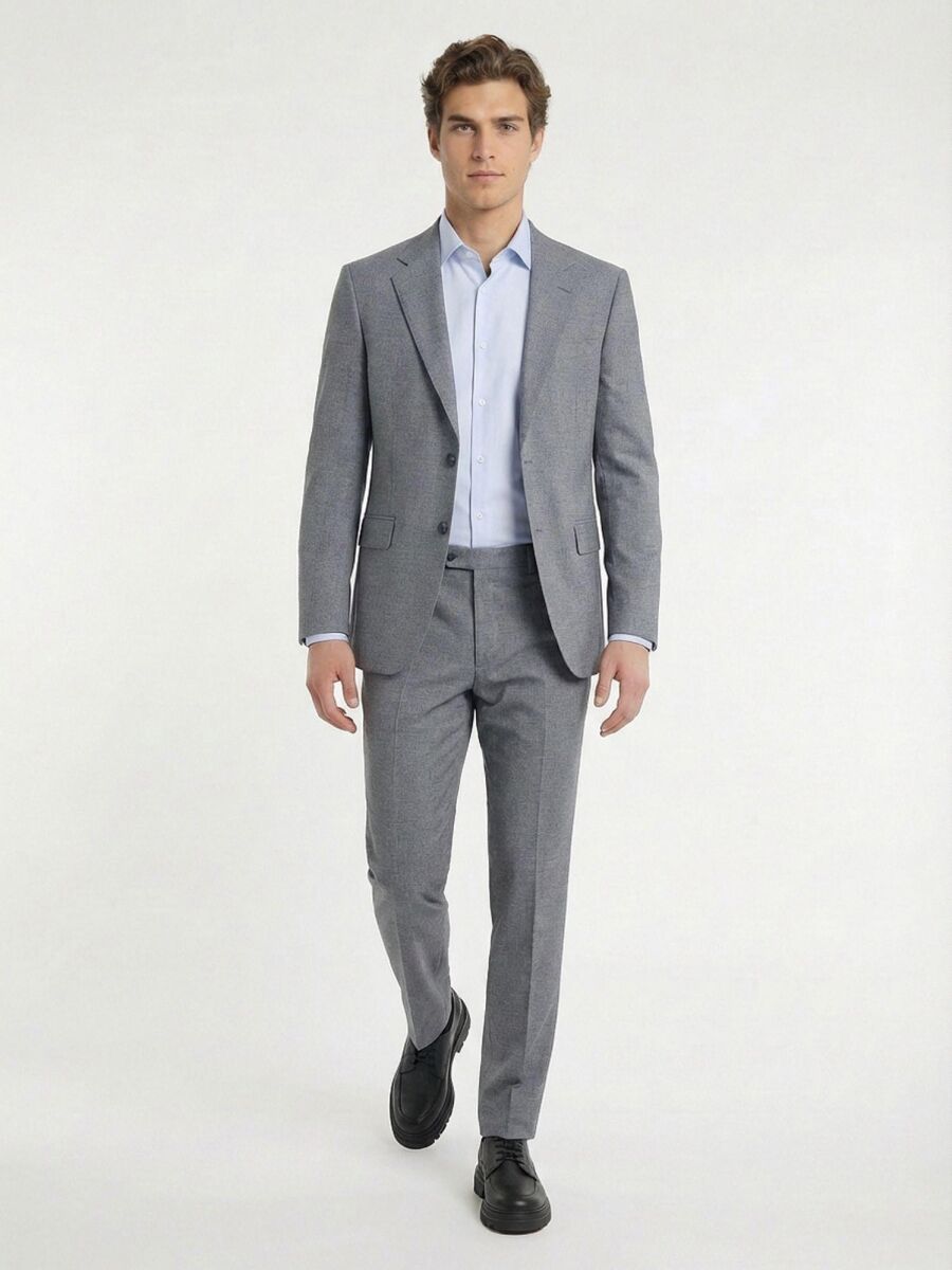 Grey Plain Modern Fit Suit - 4