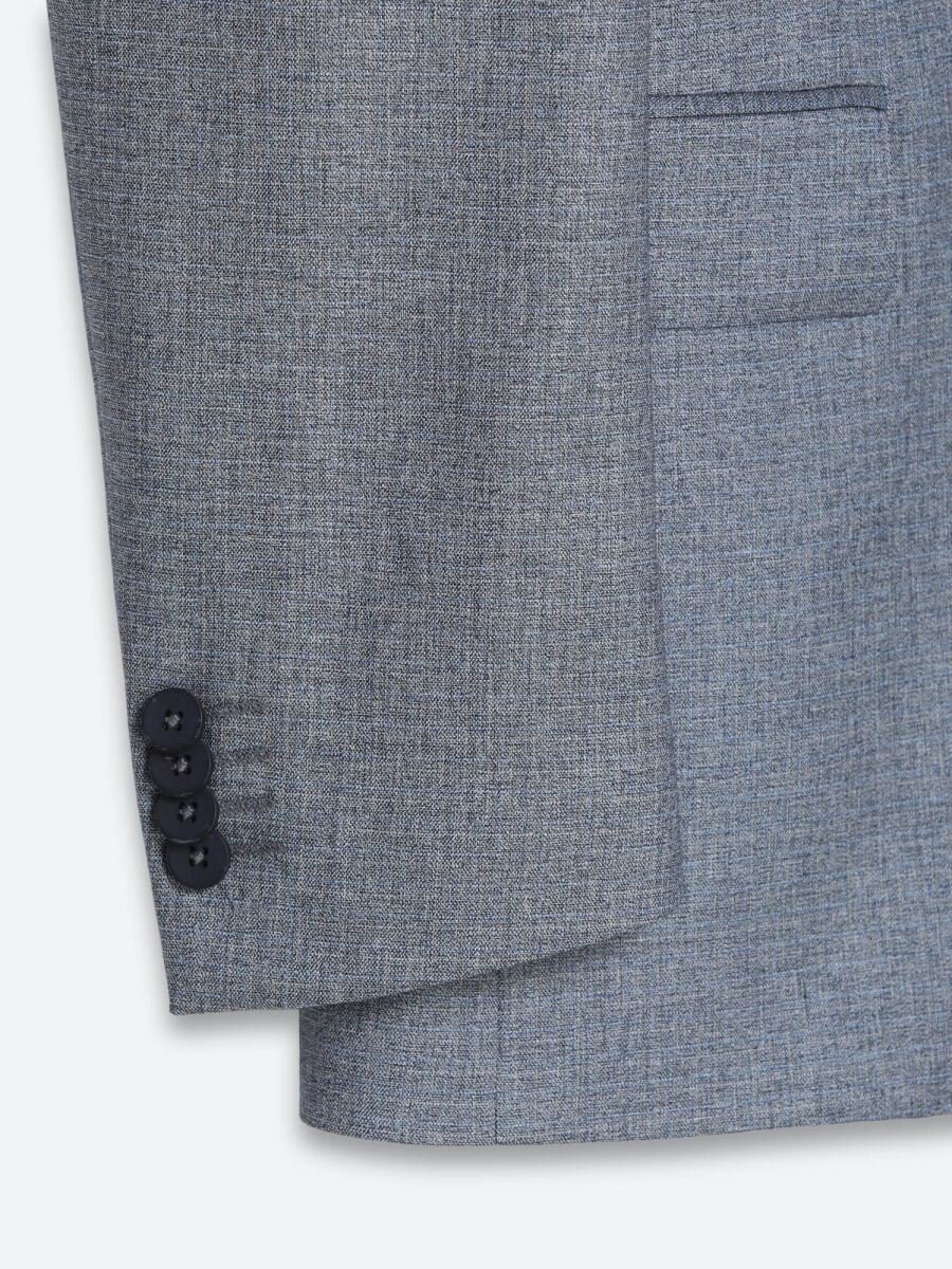 Grey Plain Modern Fit Suit - 9