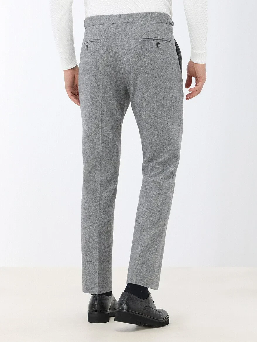 Grey Plain Modern Fit Wool Blended Suit - 7