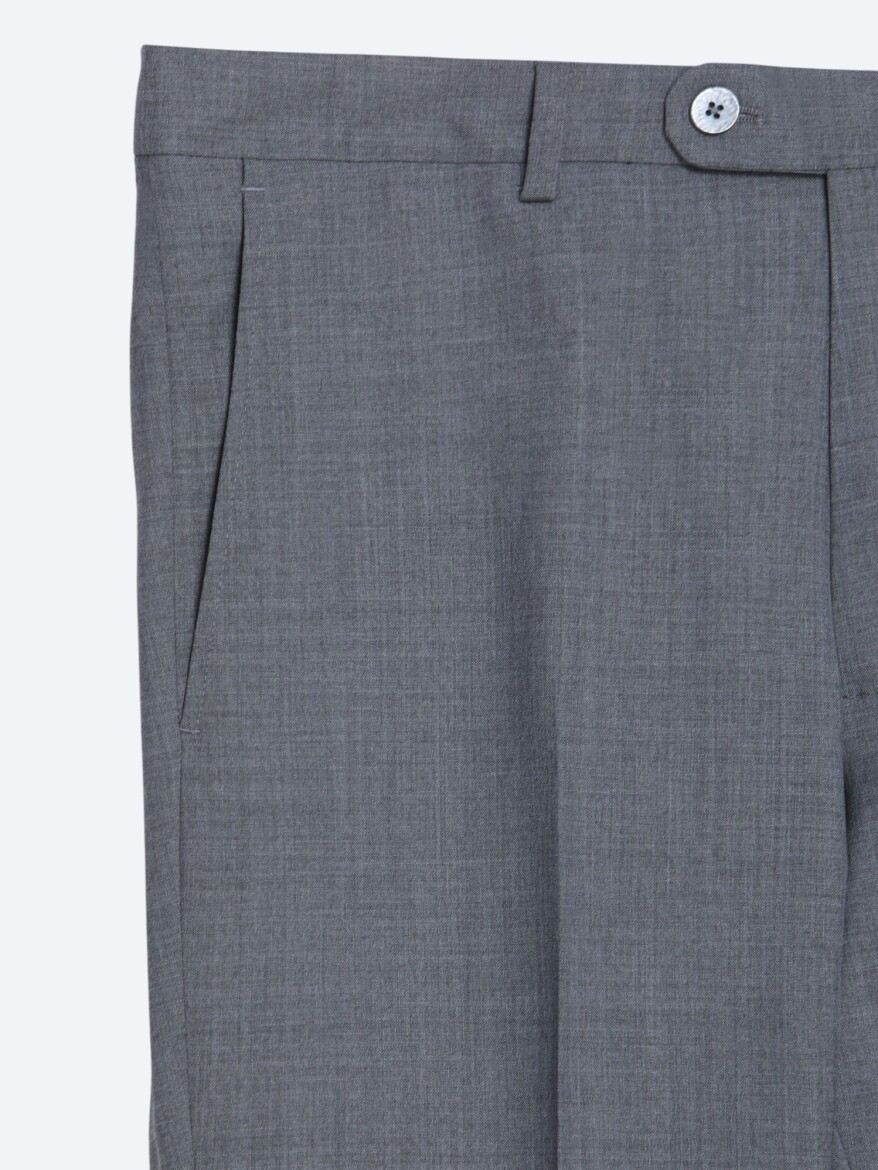 Grey Plain Modern Fit Wool Blended Suit - 10