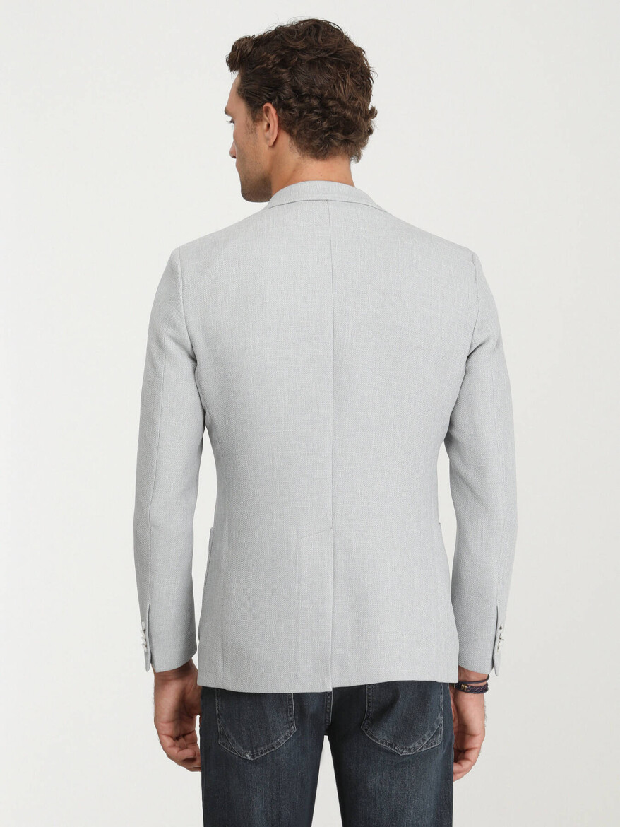 Grey Plain Regular Fit Jacket - 5