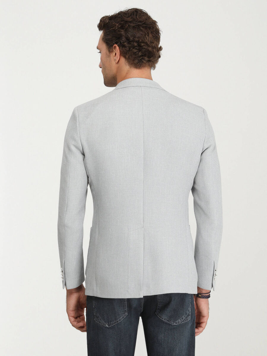 Grey Plain Regular Fit Jacket - 5