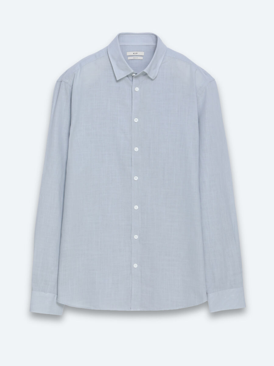 Grey Plain Regular Fit Long Weaving Casual 100% Cotton Shirt - 5