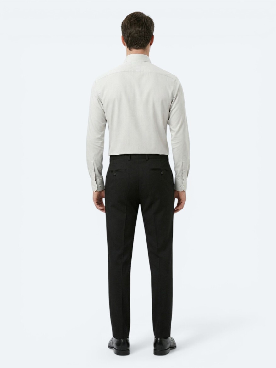 Grey Plain Regular Fit Long Weaving Classical 100% Cotton Shirt - 5