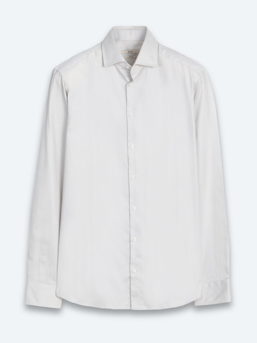 Grey Plain Slim Fit Long Weaving Classical 100% Cotton Shirt - 6