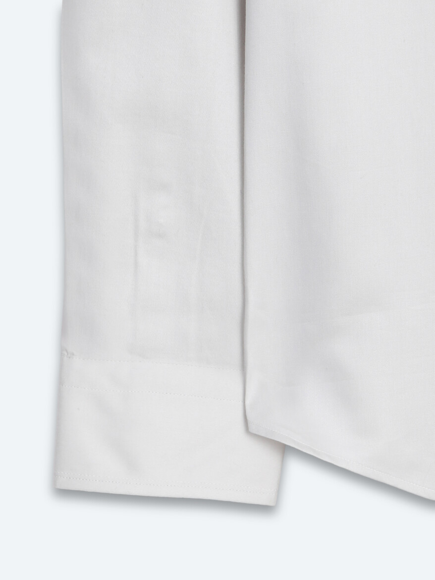 Grey Plain Slim Fit Long Weaving Classical 100% Cotton Shirt - 9