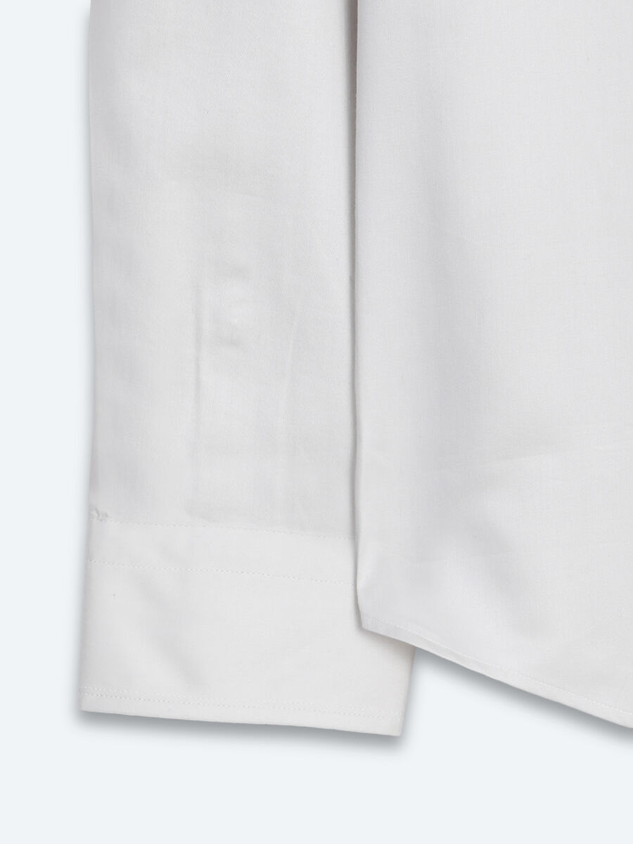 Grey Plain Slim Fit Long Weaving Classical 100% Cotton Shirt - 9