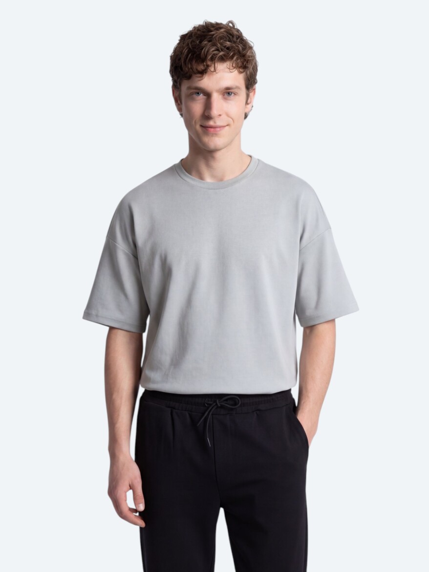 Grey Plain T-Shirt - KİP