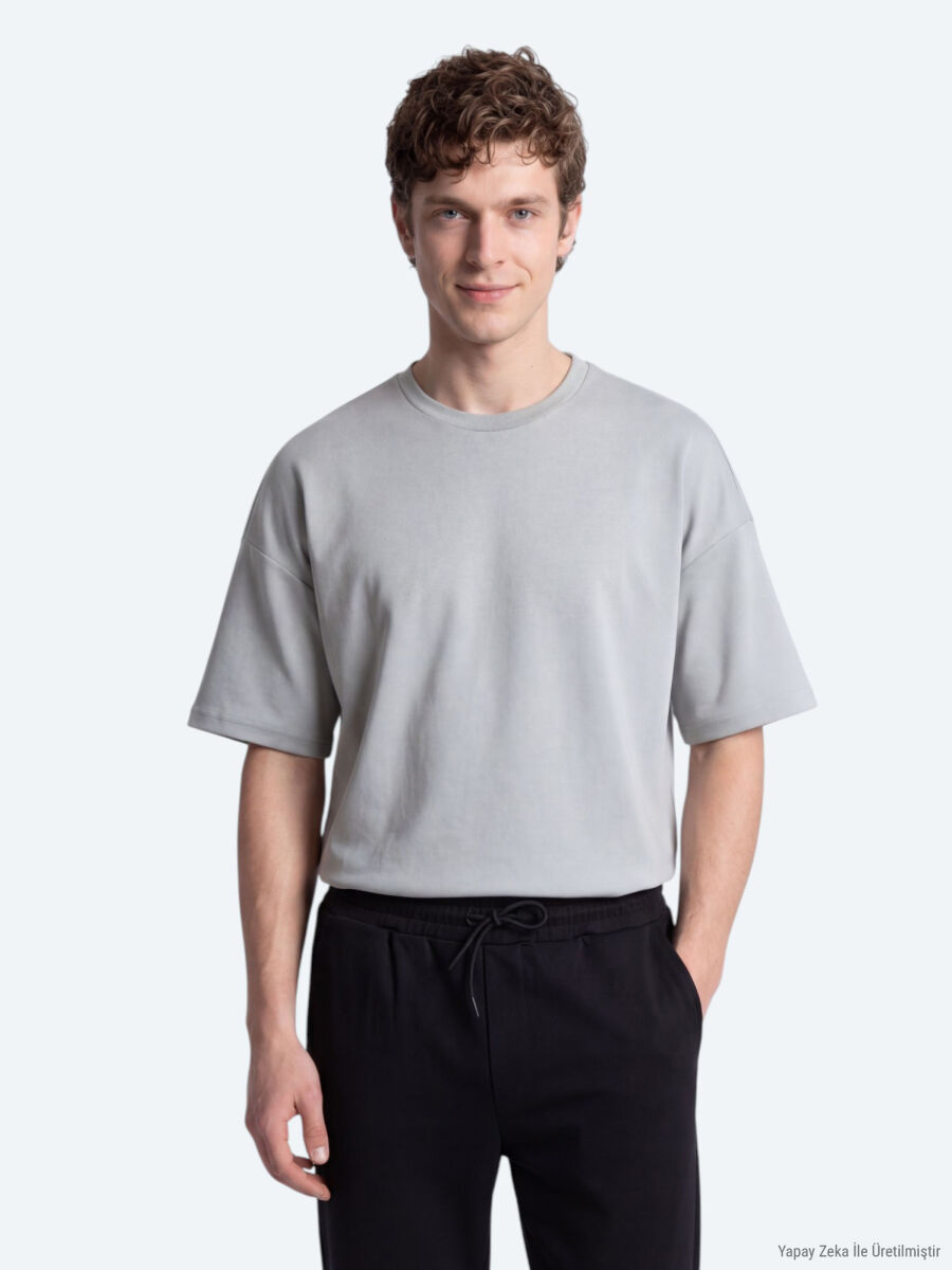 Grey Plain T-Shirt - 1