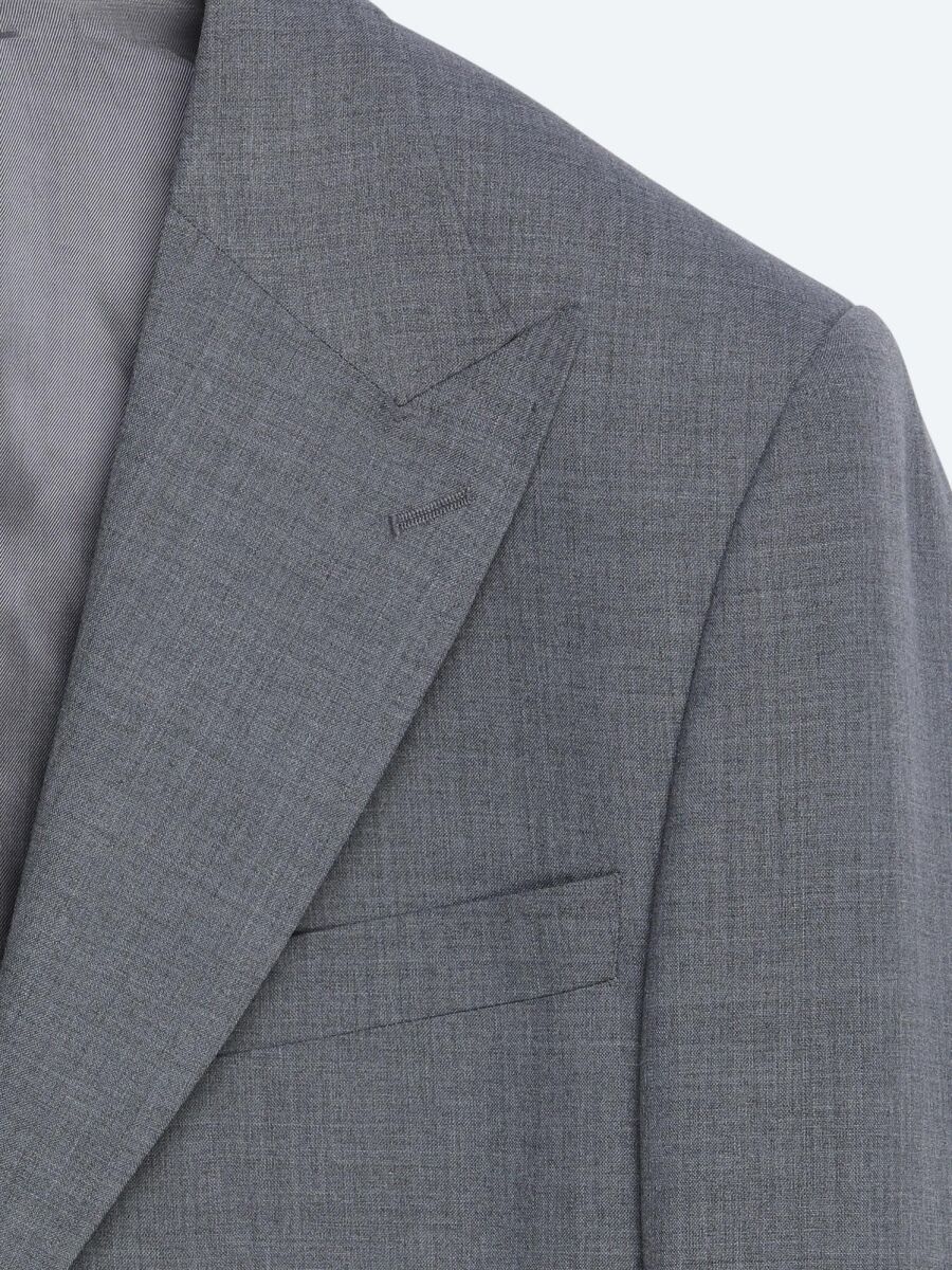 Grey Plain Wool Blended Suit - 4