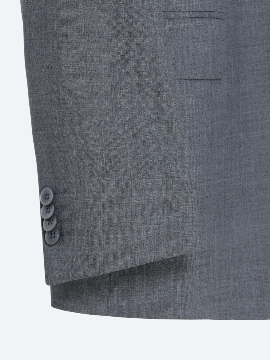 Grey Plain Wool Blended Suit - 5