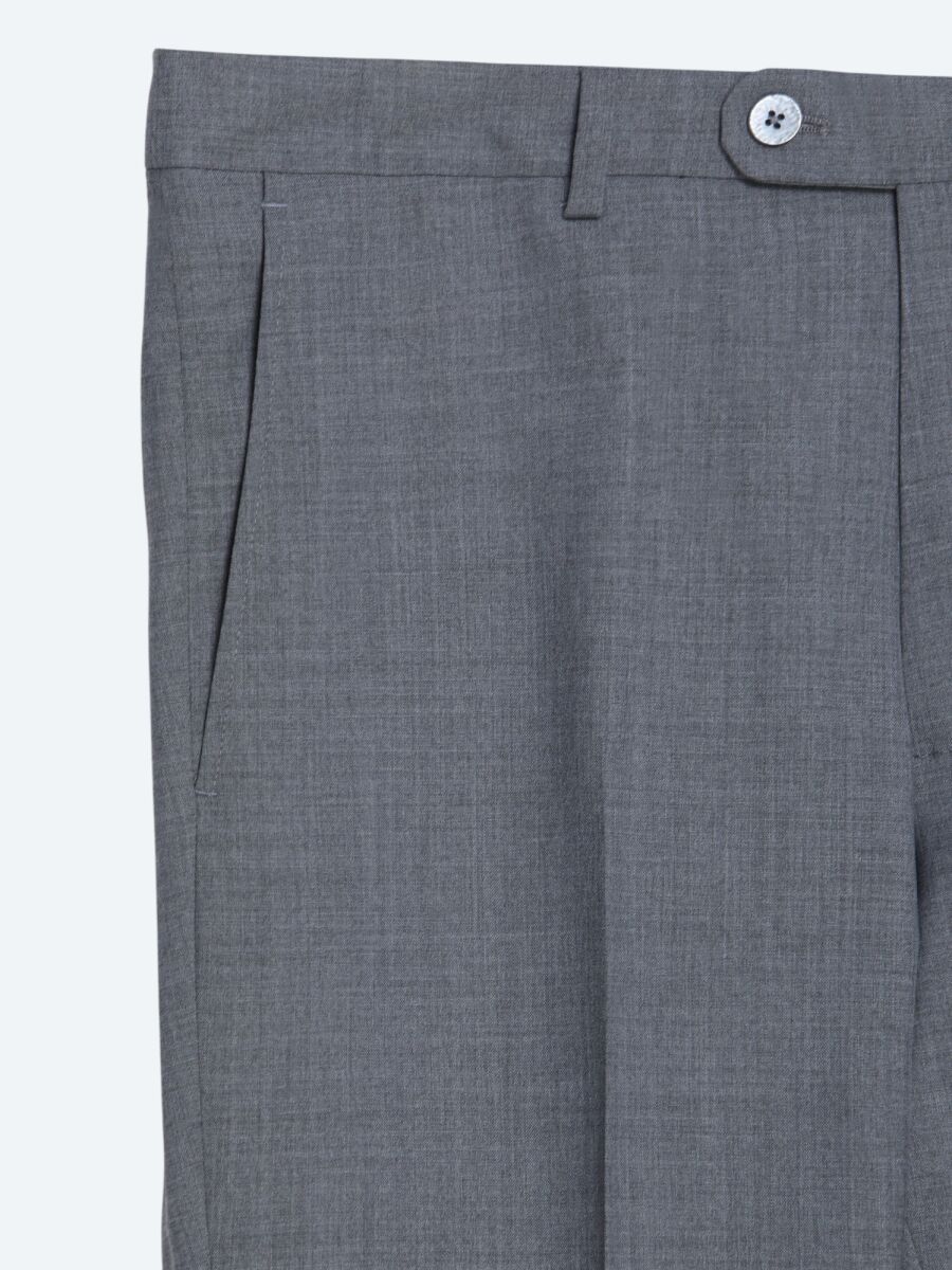 Grey Plain Wool Blended Suit - 6