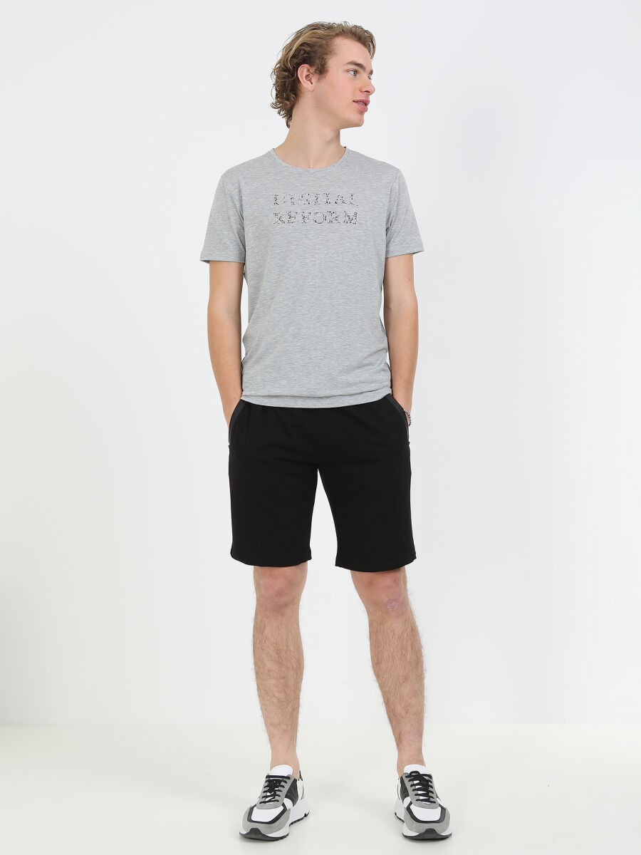 Grey Printed Crew Neck 100% Cotton T-Shirt - 3