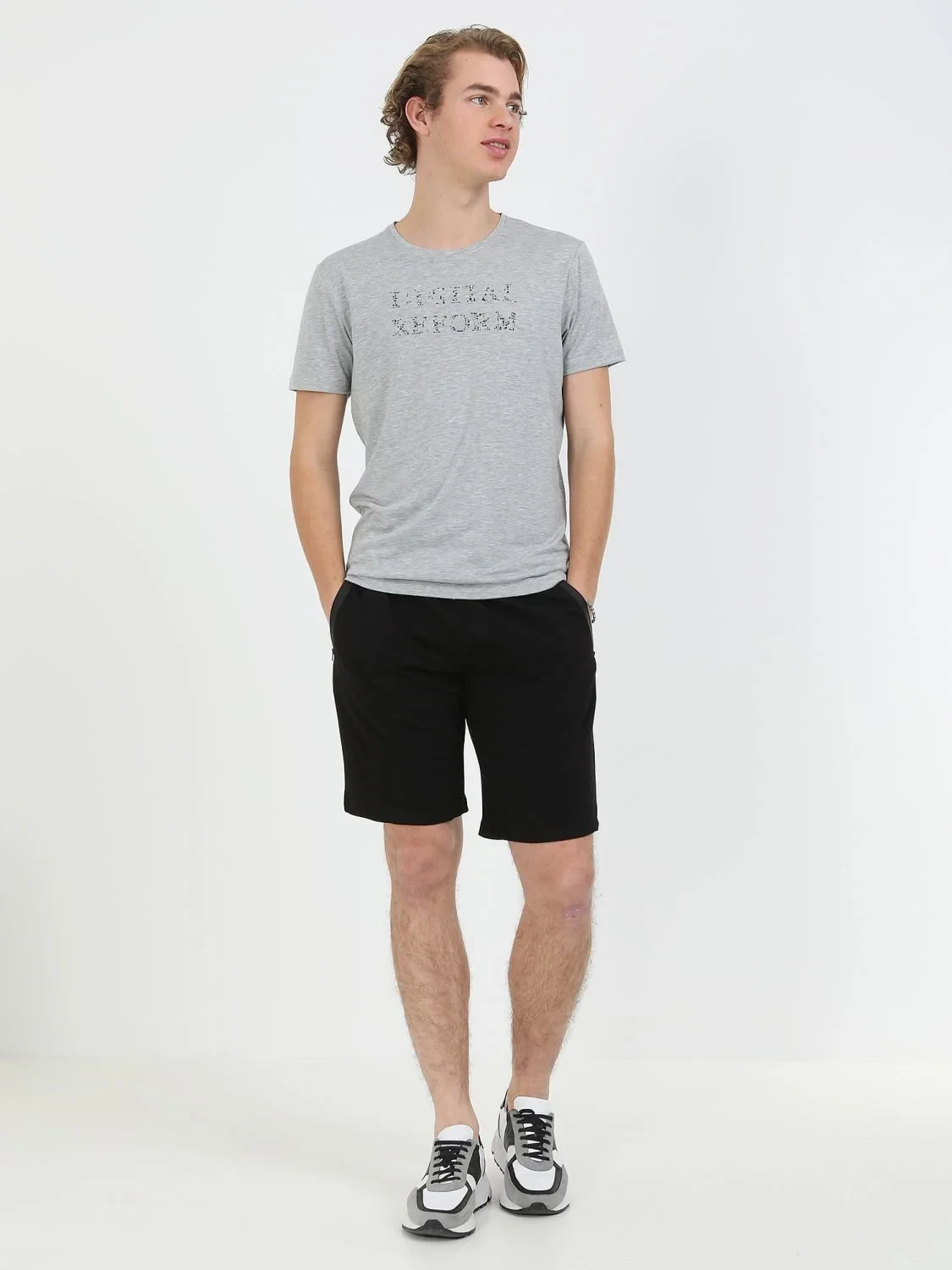 Grey Printed Crew Neck 100% Cotton T-Shirt - 1