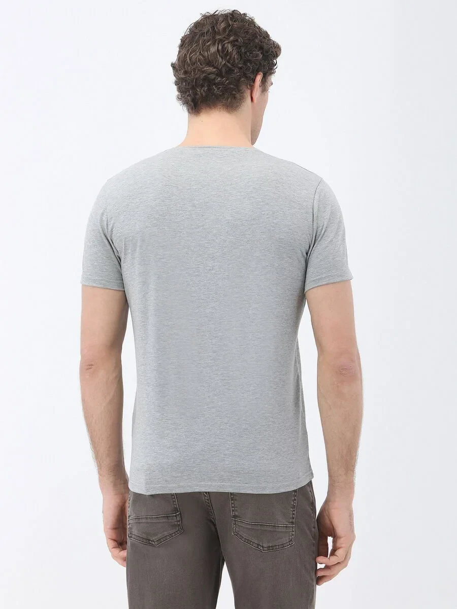 Grey Printed Crew Neck 100% Cotton T-Shirt - 6