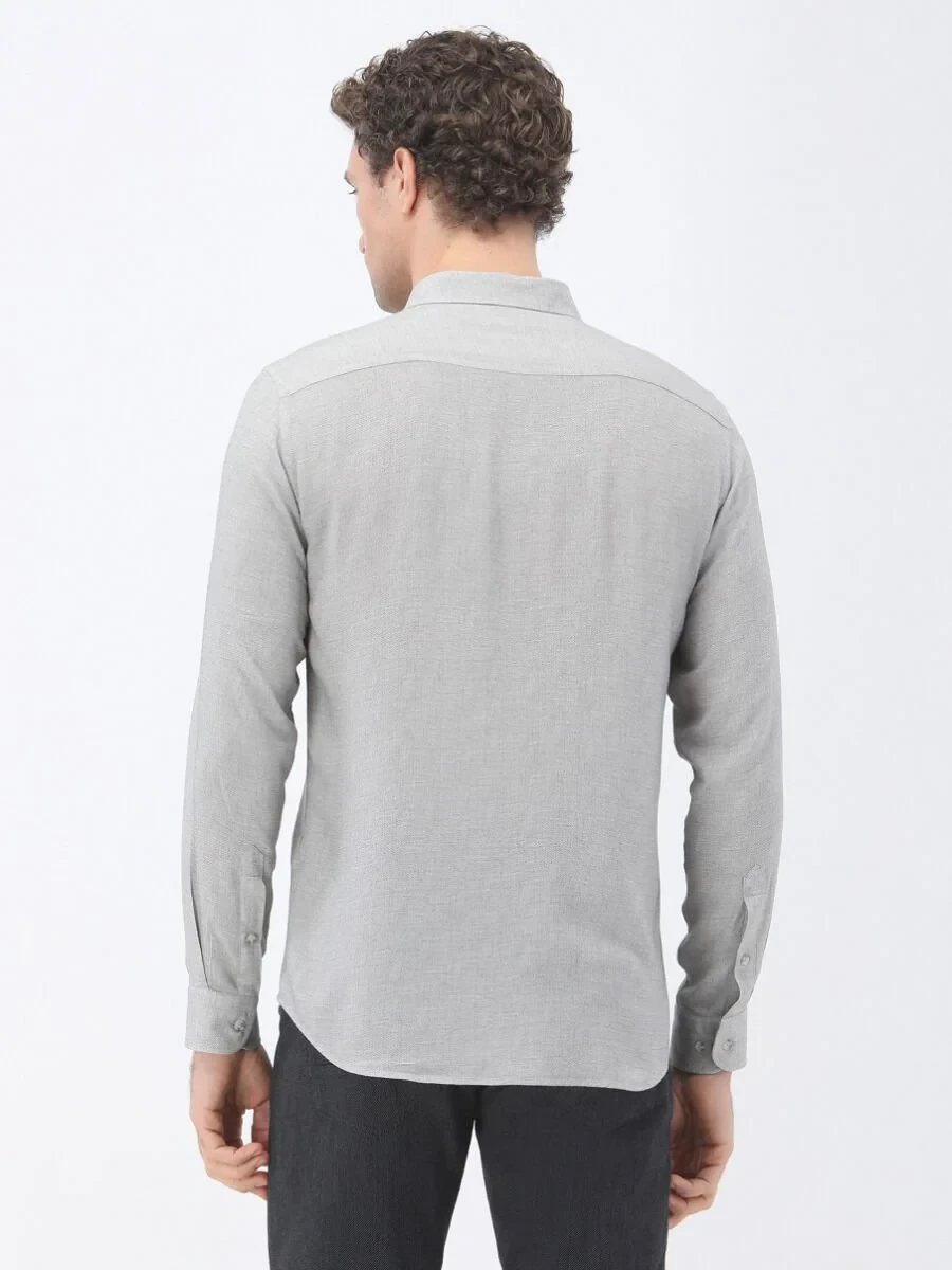 Grey Printed Regular Fit Weaving Casual Shirt - 4