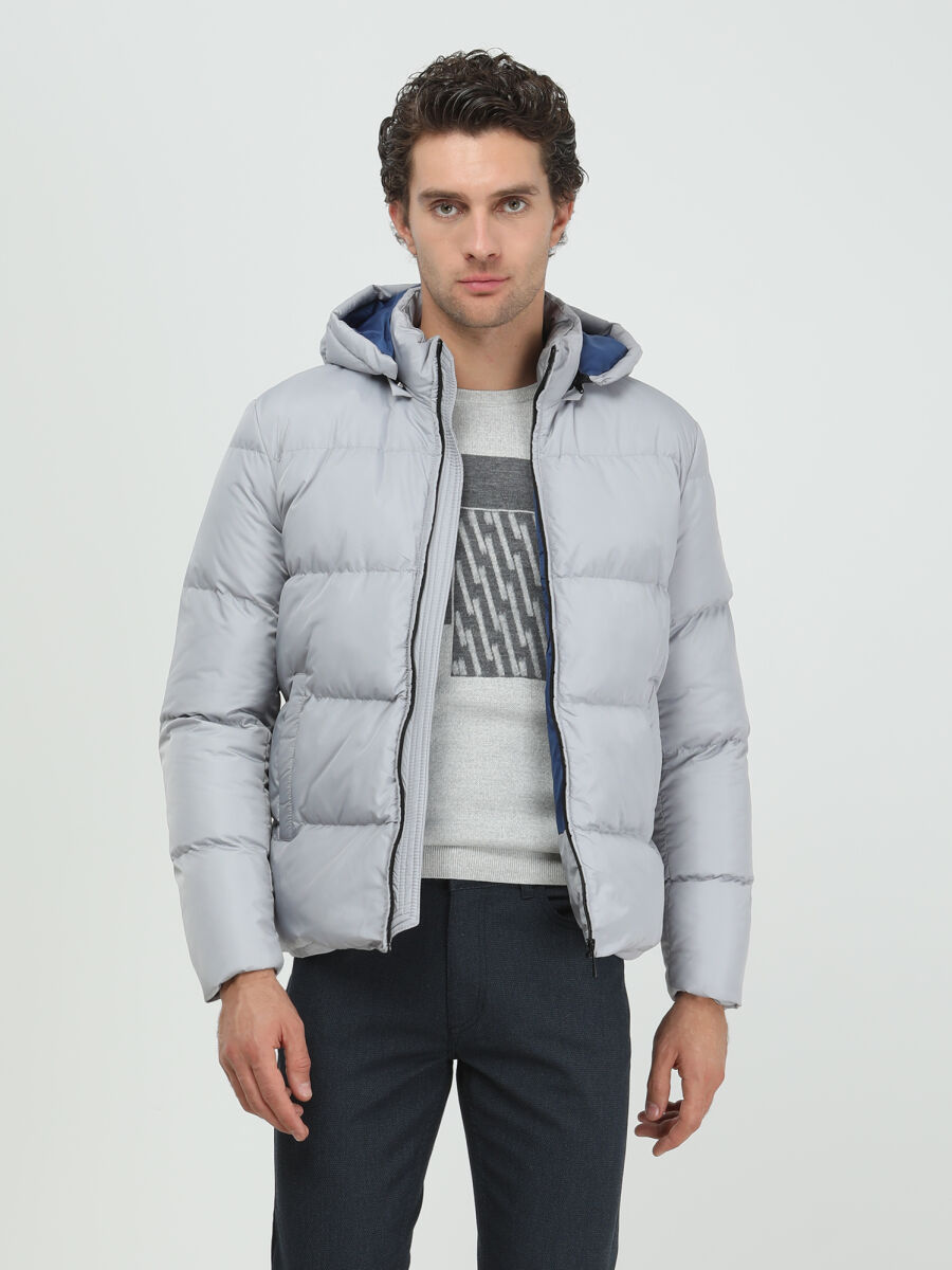 Grey Regular Fit Casual Weaving Coat - 1