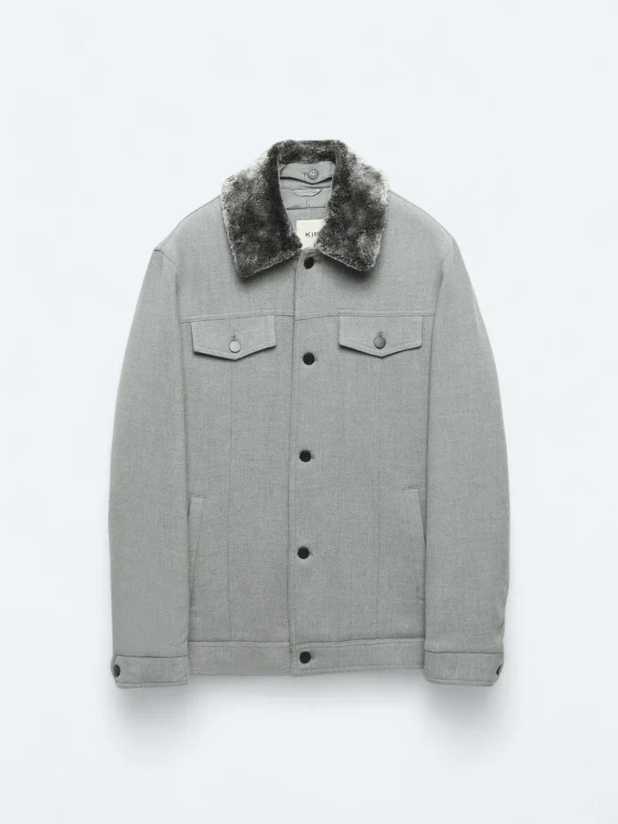 Grey Regular Fit Casual Weaving Coat - 13