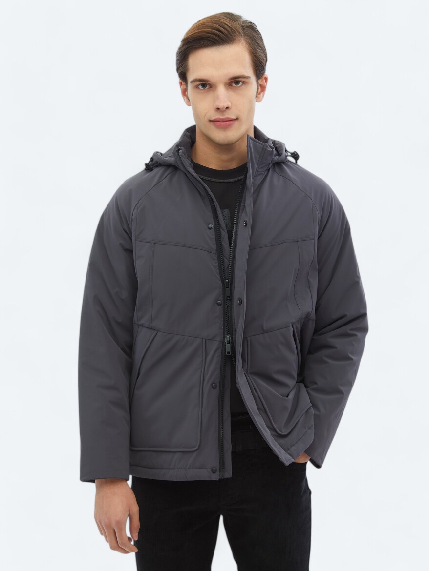 Grey Regular Fit Casual Weaving Coat - 3