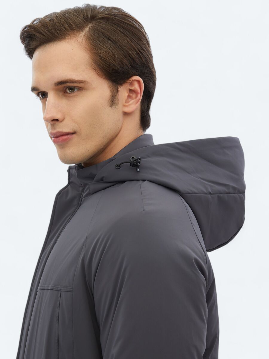 Grey Regular Fit Casual Weaving Coat - 5