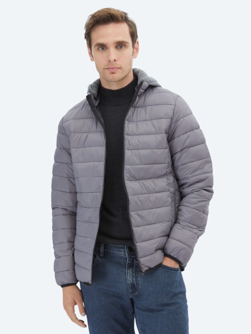 Grey Regular Fit Casual Weaving Coat - 1