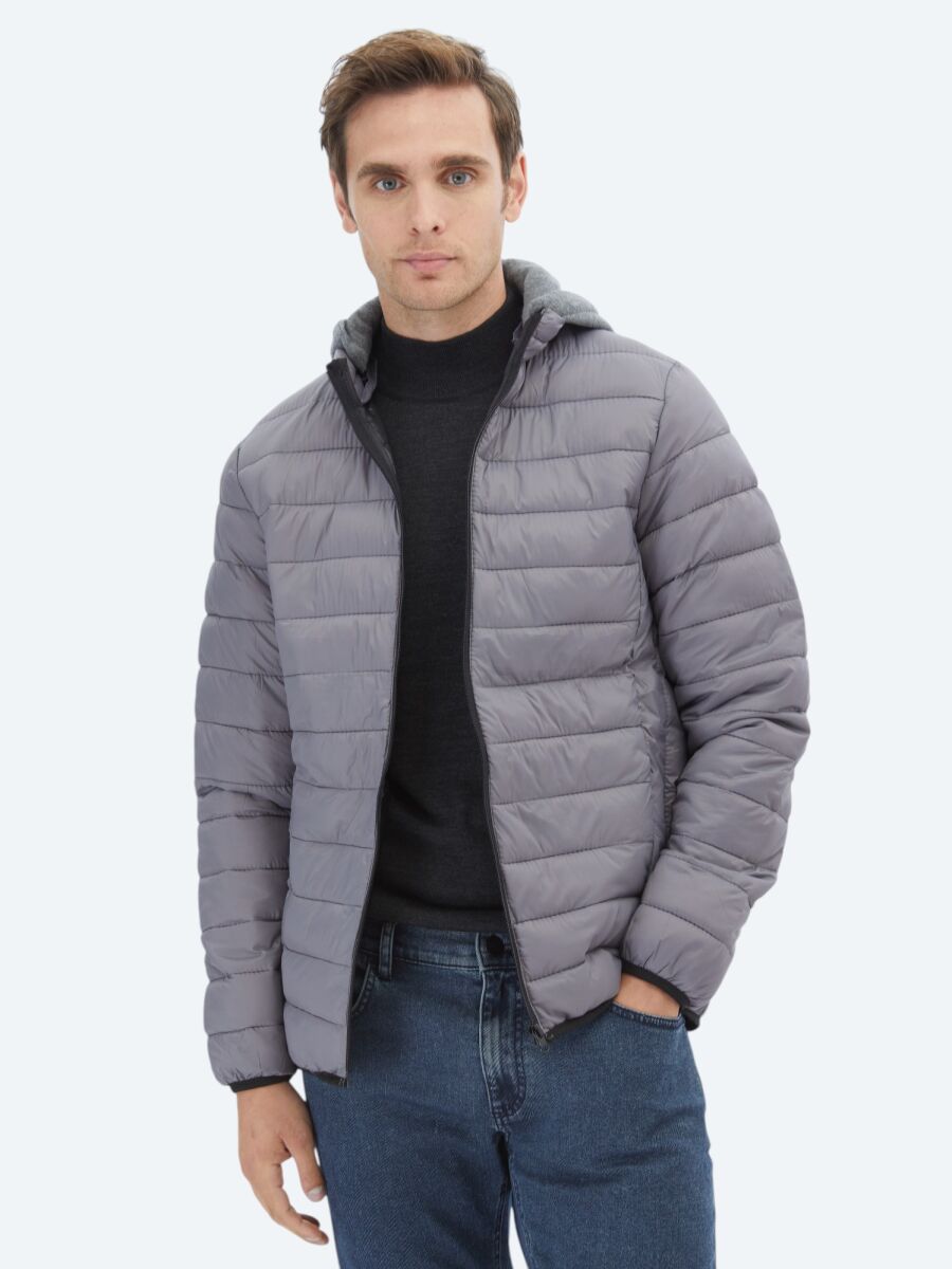 Grey Regular Fit Casual Weaving Coat - 1