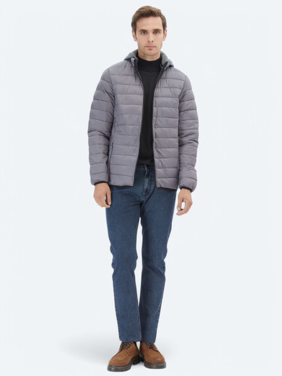 Grey Regular Fit Casual Weaving Coat - 2