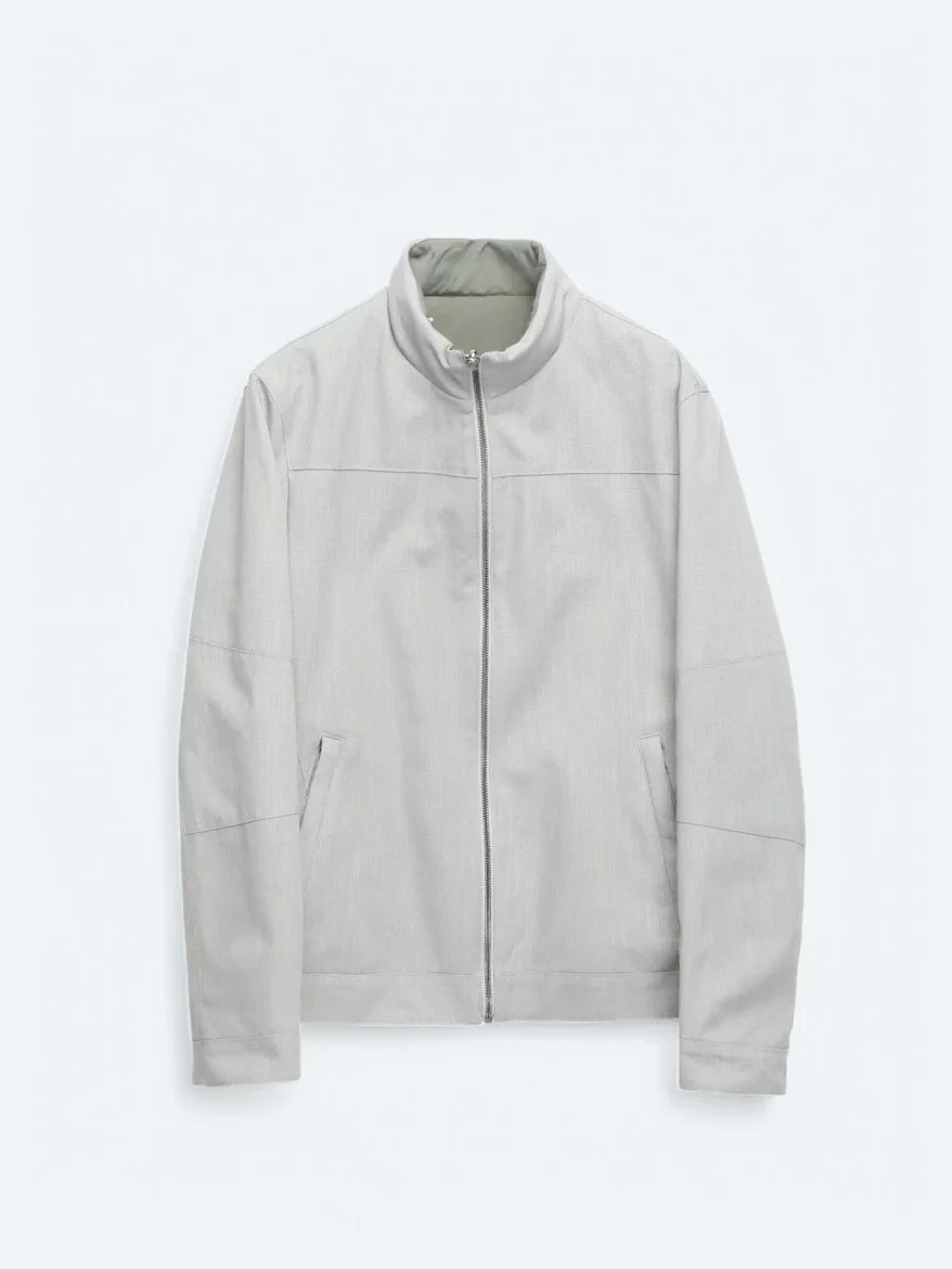 Grey Regular Fit Hidden Hood Casual Weaving Double-Sided Coat - 11